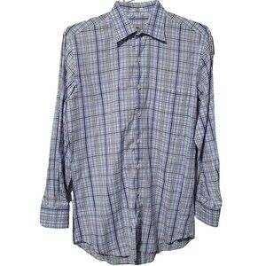 Peter Millar Plaid Shirt Mens M Button Up long sleeve Golf Preppy 100% C…